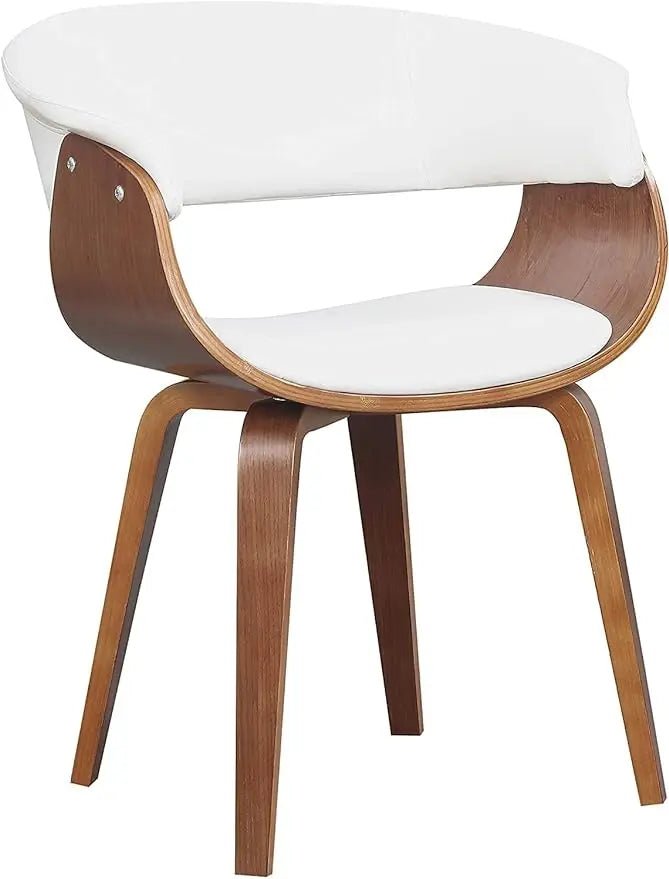 Snowy White Mid Century Modern Curved Dining Chair with Padded Seat - Julia M LifeStyles