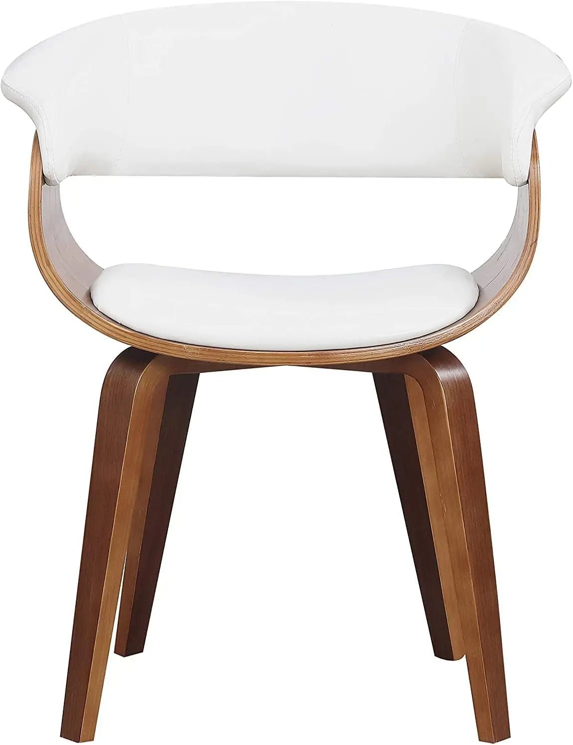 Snowy White Mid Century Modern Curved Dining Chair with Padded Seat - Julia M LifeStyles