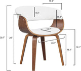 Snowy White Mid Century Modern Curved Dining Chair with Padded Seat - Julia M LifeStyles