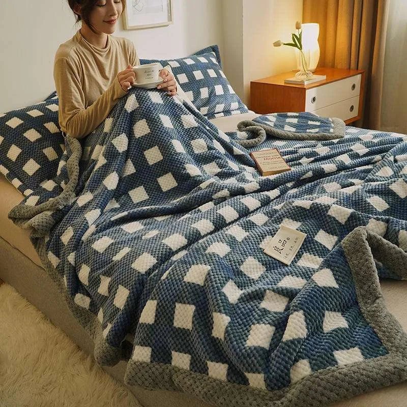 Soft Chenille Knit Blanket Throw - Cozy Handmade Knitted Blanket for Couch or Bed - Julia M LifeStyles