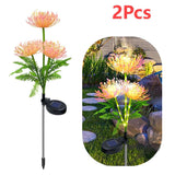 Solar Flower Lights: 2 - Pack Outdoor Waterproof LED Garden Decor - Julia M LifeStyles