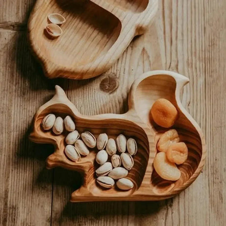 Squirrel Wooden Snack Tray with Nut Container 🐿️ - Julia M LifeStyles