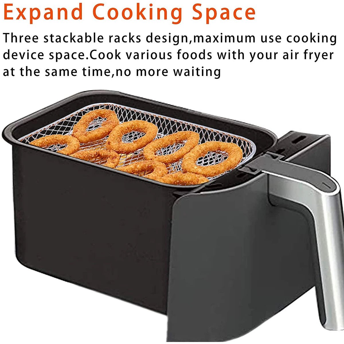 Stainless Steel Air Fryer Accessory Set with Three Stackable Racks and 10 - Inch Liners - Julia M LifeStyles