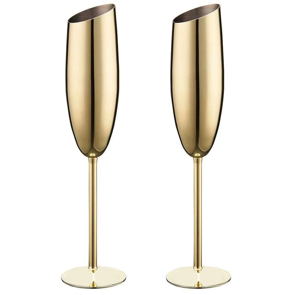 Stainless Steel Beveled Champagne Cup Goblets - Julia M LifeStyles