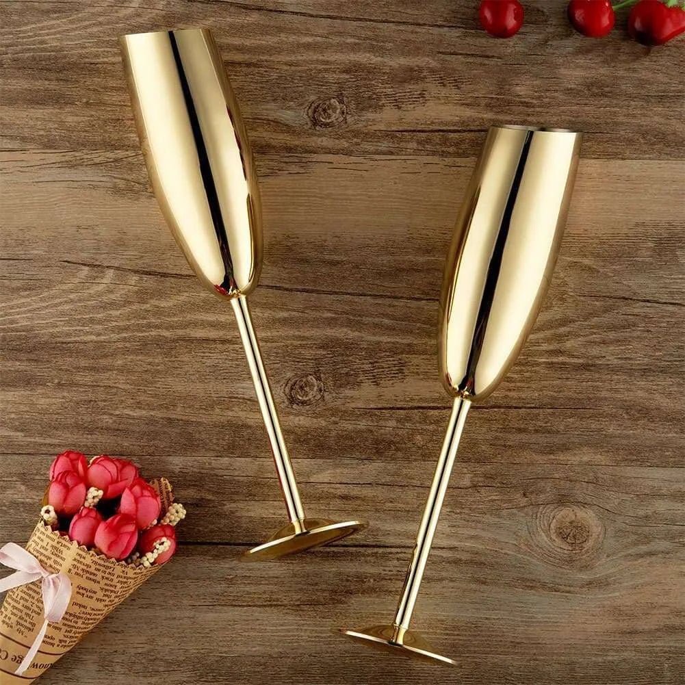 Stainless Steel Beveled Champagne Cup Goblets - Julia M LifeStyles