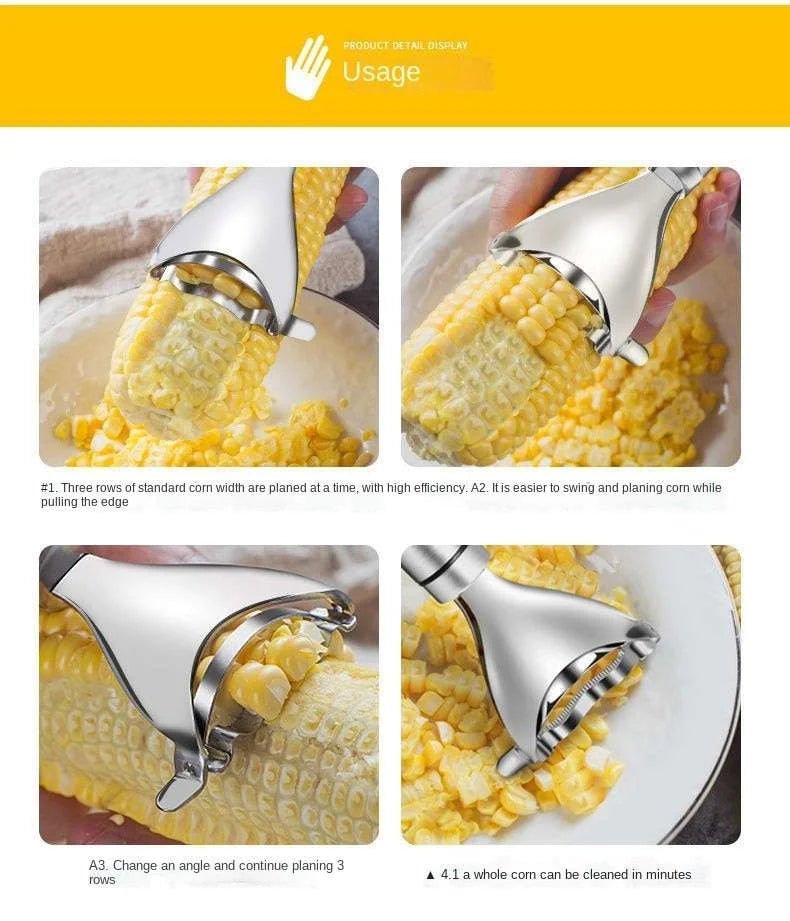 Stainless Steel Corn Peeler - Strip Kernels in Seconds - Julia M LifeStyles