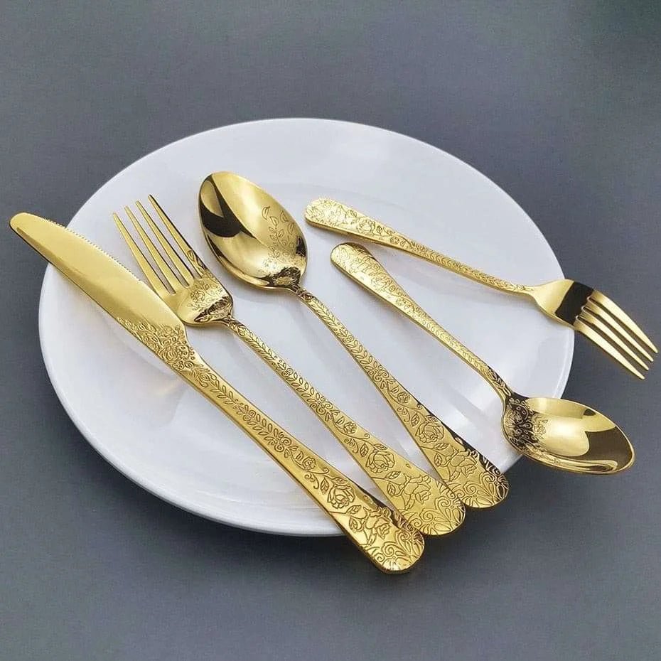 Stainless Steel Cutlery Set,5/16Pcs | Embossed - Julia M LifeStyles