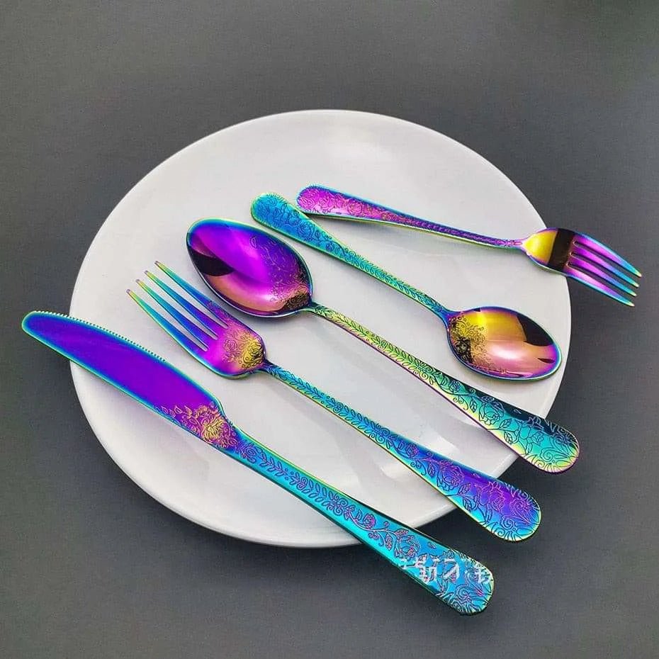 Stainless Steel Cutlery Set,5/16Pcs | Embossed - Julia M LifeStyles