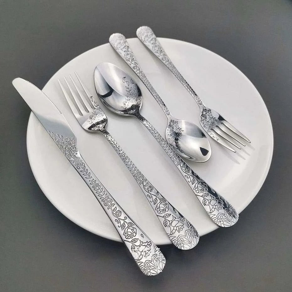 Stainless Steel Cutlery Set,5/16Pcs | Embossed - Julia M LifeStyles