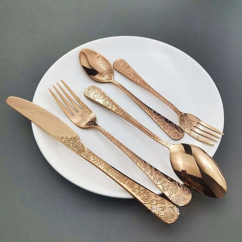 Stainless Steel Cutlery Set,5/16Pcs | Embossed - Julia M LifeStyles