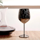 Stainless Steel Wine Glasses With Black Plated etched with intricate and authentic baroque engravings Royal style wine goblets - Julia M LifeStyles
