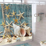 Starfish Bath Curtain Shell Ocean Beach Print Shower Curtains Set Large Sizes - Julia M LifeStyles