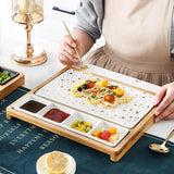 Steak dinner plate with handle, wooden tray for home, wooden tableware, Western restaurant, online celebrity dinner plate. - Julia M LifeStyles