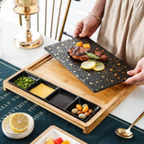 Steak dinner plate with handle, wooden tray for home, wooden tableware, Western restaurant, online celebrity dinner plate. - Julia M LifeStyles