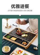 Steak dinner plate with handle, wooden tray for home, wooden tableware, Western restaurant, online celebrity dinner plate. - Julia M LifeStyles