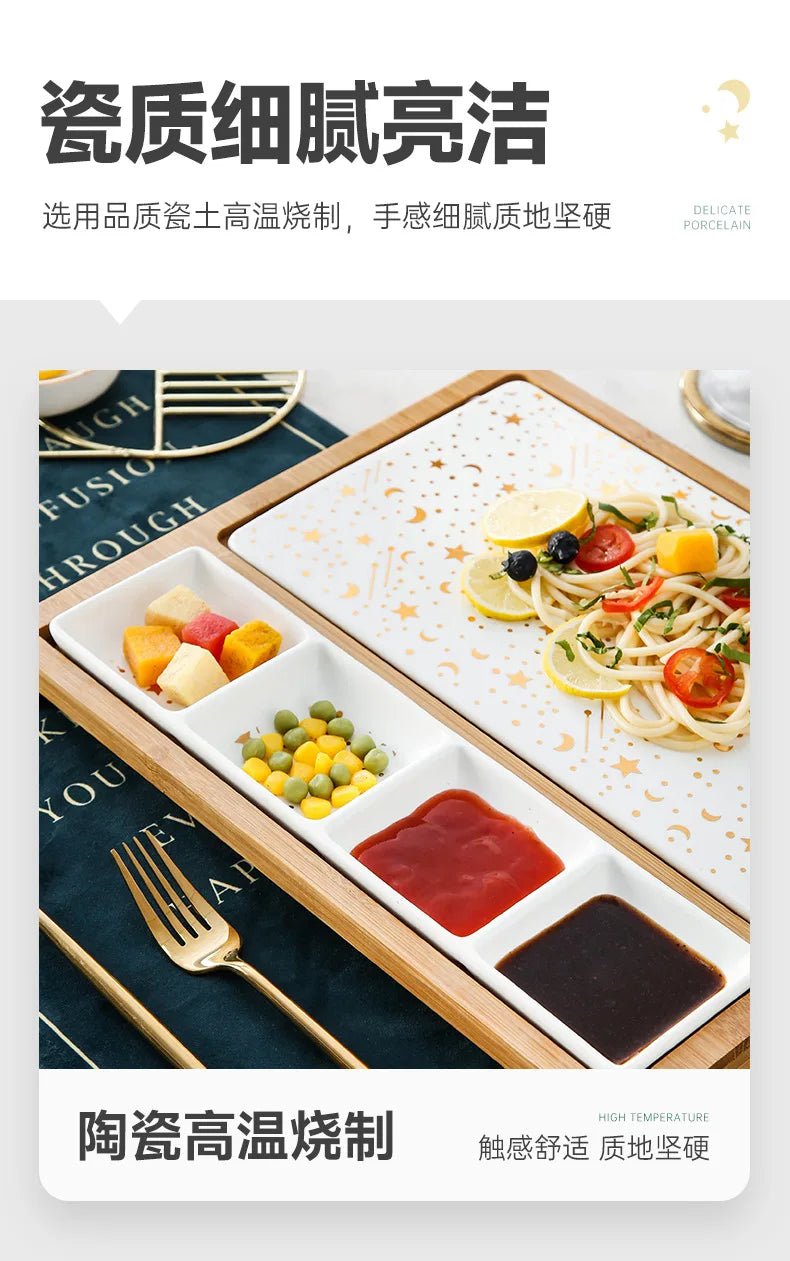 Steak dinner plate with handle, wooden tray for home, wooden tableware, Western restaurant, online celebrity dinner plate. - Julia M LifeStyles