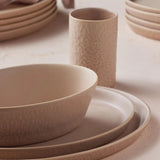 Stoneware 16 - Piece Dinnerware Set Nude Easy To Care for Dishwasher Safe Unique Works of Art Different Shades of Beige and Pink - Julia M LifeStyles