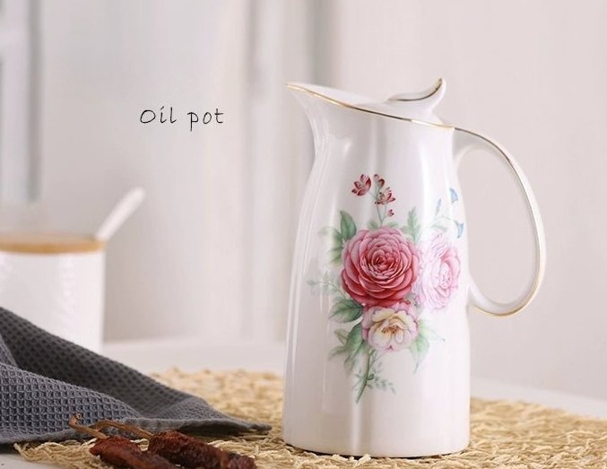 Super Large Capacity Ceramic Oil Bottle - 1L Leakproof Kitchen Essential - Julia M LifeStyles