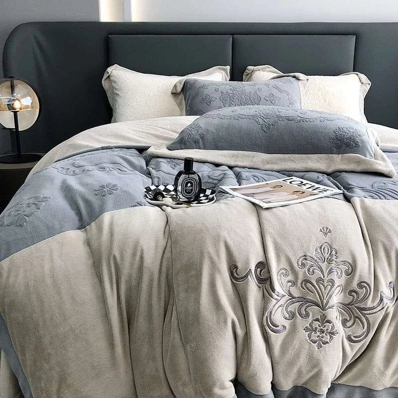 Super Soft Velvet Fleece Carved Winter Bedding Set - Julia M LifeStyles