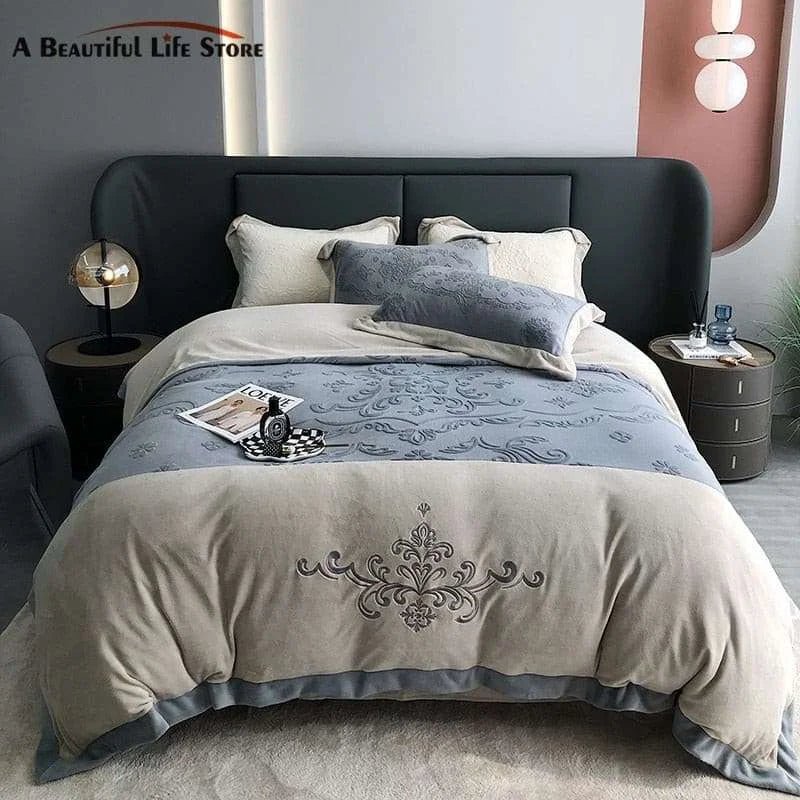 Super Soft Velvet Fleece Carved Winter Bedding Set - Julia M LifeStyles