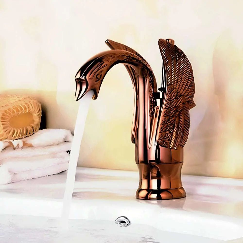 Swan Gold Black Faucet - Contemporary Luxury Bathroom Decor - Julia M LifeStyles