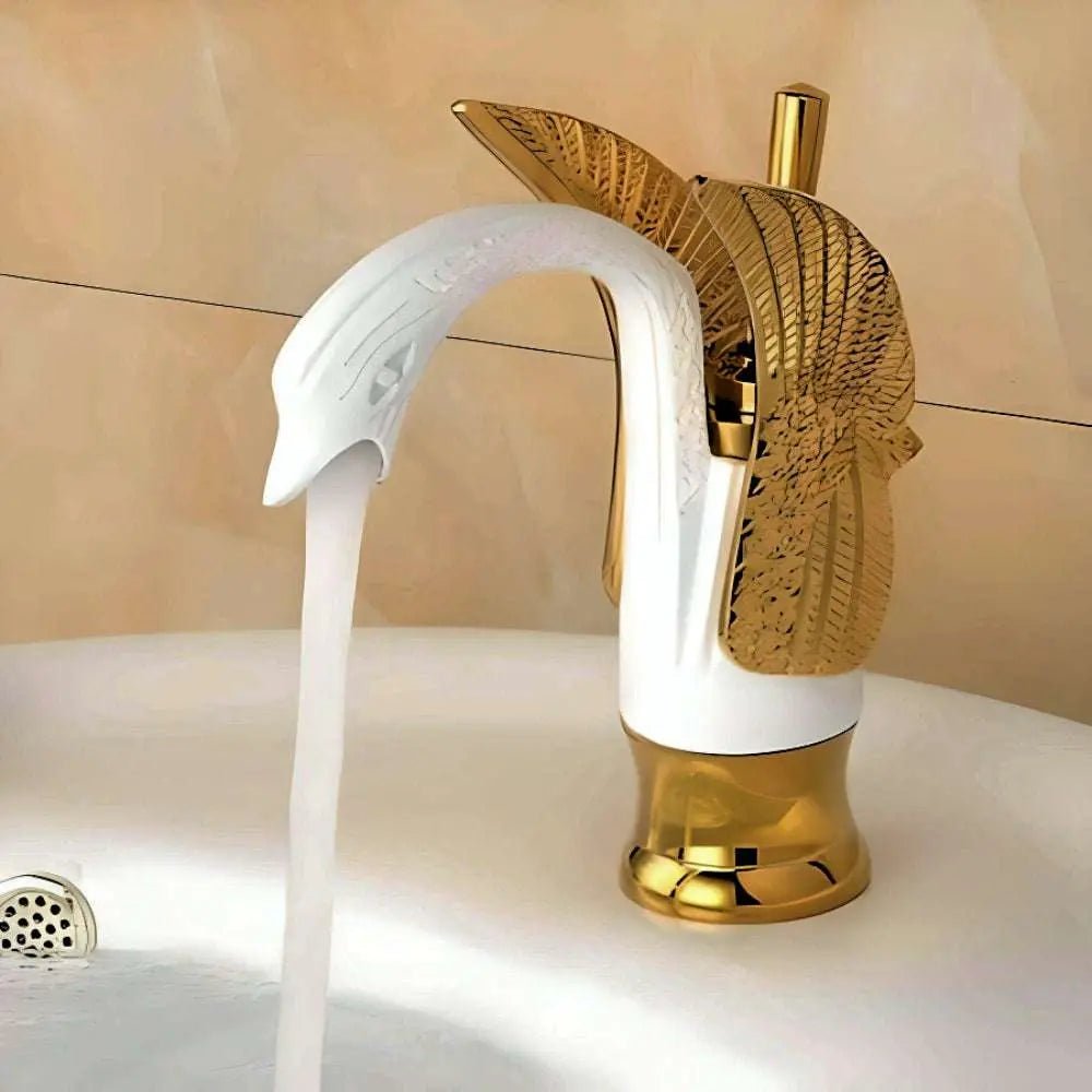 Swan Gold Black Faucet - Contemporary Luxury Bathroom Decor - Julia M LifeStyles