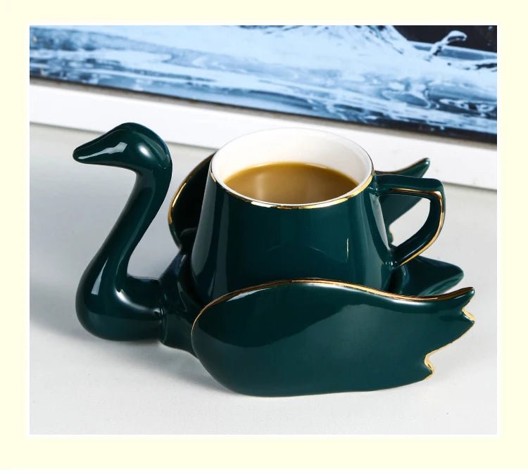 Swan Luxury Ceramic Coffee Cup and Saucer Set - 110ml - Julia M LifeStyles