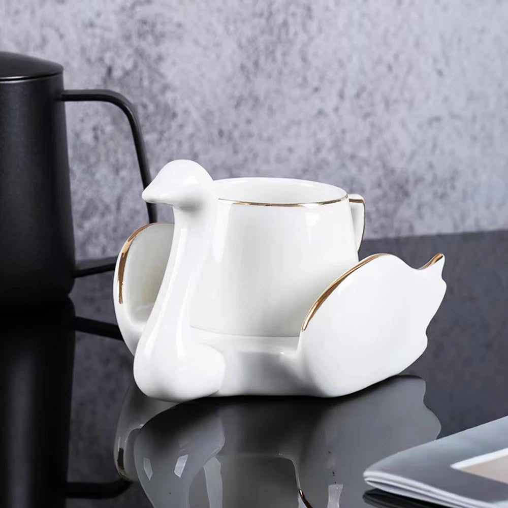 Swan Luxury Ceramic Coffee Cup and Saucer Set - 110ml - Julia M LifeStyles