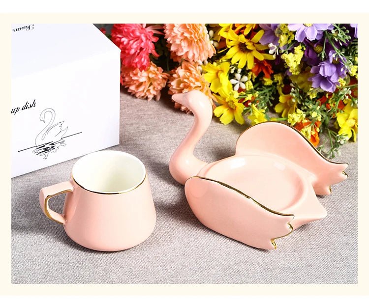 Swan Luxury Ceramic Coffee Cup and Saucer Set - 110ml - Julia M LifeStyles