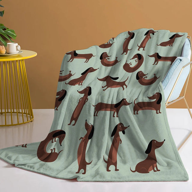 The Dachshund Pose Blanket Printed Throw Blanket Plush Fluffy Flannel Fleece Blanket Soft Throws for Sofa Couch and Bed - Julia M LifeStyles