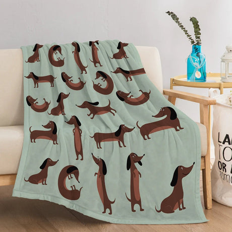 The Dachshund Pose Blanket Printed Throw Blanket Plush Fluffy Flannel Fleece Blanket Soft Throws for Sofa Couch and Bed - Julia M LifeStyles