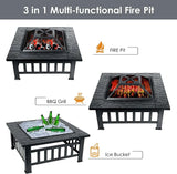 The Ultimate Outdoor Fire Pit Set: 32 - Inch Square Fire Pit with Accessories - Julia M LifeStyles