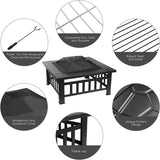 The Ultimate Outdoor Fire Pit Set: 32 - Inch Square Fire Pit with Accessories - Julia M LifeStyles