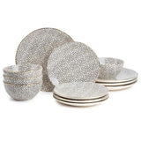 Thyme & Table Black & White Dot Stoneware Dinnerware Set - 12 Pieces - Julia M LifeStyles