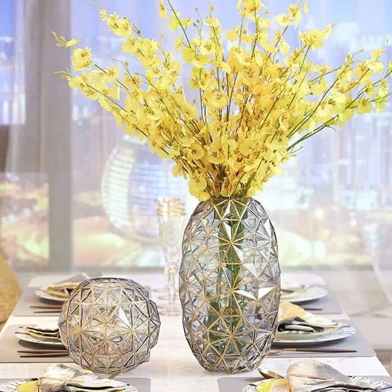 Transparent Glass Vase Gold Craft Trace - Julia M LifeStyles