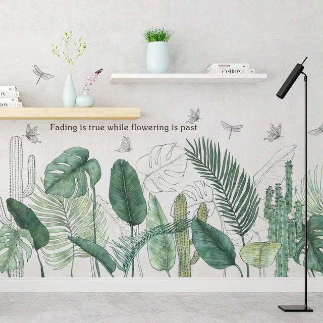 Tropical Plants Green Leaves Wall Stickers Living room Bedroom Bathroom Kids room Vinyl Wall Decals Art Murals Home Decor - Julia M LifeStyles