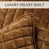 Velvet Quilt King Size, Luxury Velvet Bedding Set,Lightweight Comforter Set, Velvets Bedspread Coverlet with 2 Pillow,Gold - Julia M LifeStyles