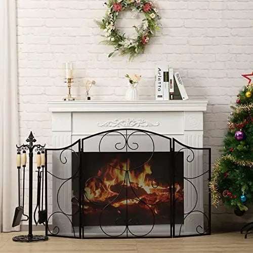 Vintage - Black Heavy Duty Fireplace Screen - Julia M LifeStyles