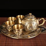 Vintage Bronze Gift Box Tray Cup Kung Fu Tea Set - Julia M LifeStyles