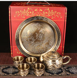 Vintage Bronze Gift Box Tray Cup Kung Fu Tea Set - Julia M LifeStyles