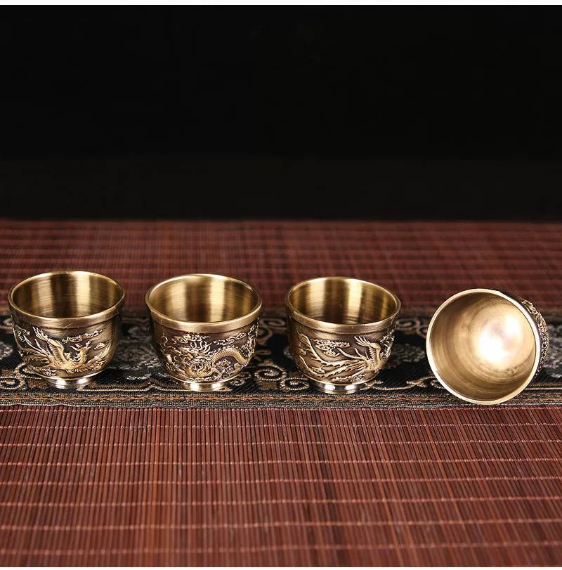 Vintage Bronze Gift Box Tray Cup Kung Fu Tea Set - Julia M LifeStyles