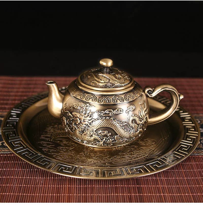 Vintage Bronze Gift Box Tray Cup Kung Fu Tea Set - Julia M LifeStyles