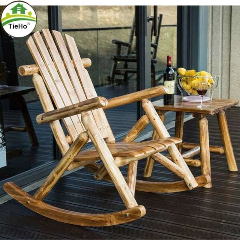 Vintage Charm Wood Rocking Chair Coffee Table Set 🌿 - Julia M LifeStyles