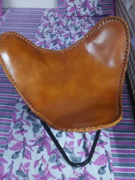 Vintage Leather Butterfly Folding Stool - Julia M LifeStyles