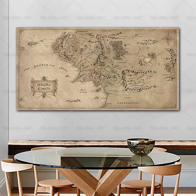 Vintage Middle - earth Map Canvas Painting 🗺️ - Julia M LifeStyles