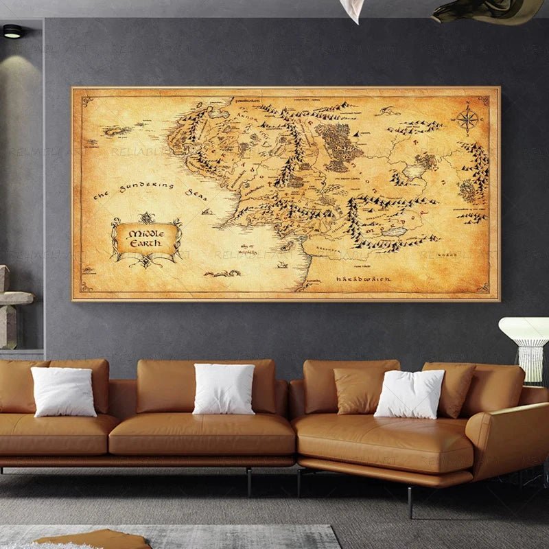 Vintage Middle - earth Map Canvas Painting 🗺️ - Julia M LifeStyles