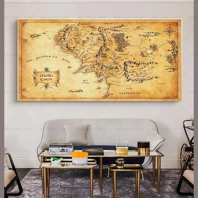 Vintage Middle - earth Map Canvas Painting 🗺️ - Julia M LifeStyles