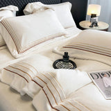 Warm Thickened Milk Velvet Bedding Set Four Lines Embroidery Duvet Cover Set Bed Sheet Or Elastic Band Fitted Sheet Pillowcases - Julia M LifeStyles