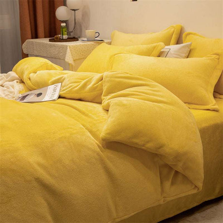 Warm Yellow Plush Double - sided Fleece Quilt Cover - Julia M LifeStyles