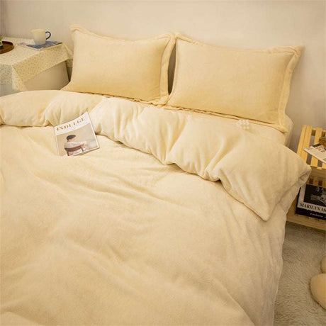 Warm Yellow Plush Double - sided Fleece Quilt Cover - Julia M LifeStyles